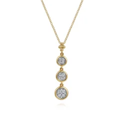Online Gabriel & Co. 14K White and Yellow Gold Graduating Diamond Cluster Bujukan Pendant Necklace