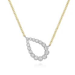 Discount Gabriel & Co. 14K White and Yellow Gold Graduating Diamond Pear Shape Pendant Necklace