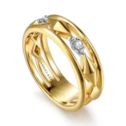 Hot Gabriel & Co. 14K White And Yellow Gold Graduating Diamond Rhombus Shape Easy Stackable Ring
