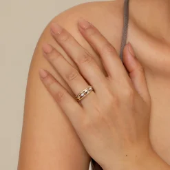 Hot Gabriel & Co. 14K White And Yellow Gold Graduating Diamond Rhombus Shape Easy Stackable Ring