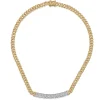 Clearance Gabriel & Co. 14K White and Yellow Gold 6mm Solid Cuban Link Chain Necklace with Pave Diamond Bar