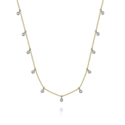 Hot Gabriel & Co. 14K White and Yellow Gold White Sapphire Station Necklace