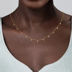 Hot Gabriel & Co. 14K White and Yellow Gold White Sapphire Station Necklace