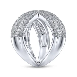 Discount Gabriel & Co. 14K White Gold Abstract Diamond Pave Bypass Open Ring