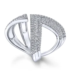 Discount Gabriel & Co. 14K White Gold Abstract Diamond Pave Bypass Open Ring