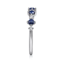 New Gabriel & Co. 14K White Gold Alternating Round Diamond and Sapphire Ring