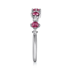 Best Gabriel & Co. 14K White Gold Alternating Round Diamond and Ruby Ring