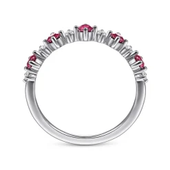 Best Gabriel & Co. 14K White Gold Alternating Round Diamond and Ruby Ring