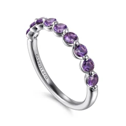 Discount Gabriel & Co. 14K White Gold Amethyst Stackable Ring