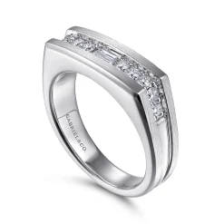 Clearance Gabriel & Co. 14K White Gold Angular Diamond Ring in Satin Finish