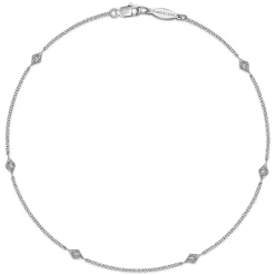 Sale Gabriel & Co. 14K White Gold Ankle Bracelet with Marquise Shaped Diamond Stations