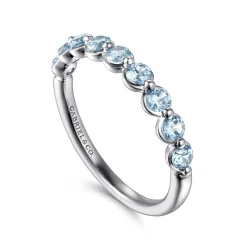 Sale Gabriel & Co. 14K White Gold Aquamarine Stackable Ring