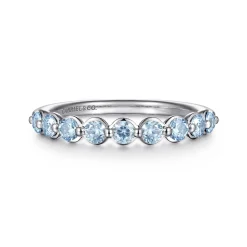 Sale Gabriel & Co. 14K White Gold Aquamarine Stackable Ring