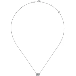 Discount Gabriel & Co. 14K White Gold Baguette and Round Rectangular Diamond Pendant Necklace
