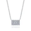 Online Gabriel & Co. 14K White Gold Baguette and Round Halo Rectangular Diamond Pendant Necklace