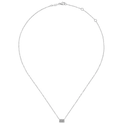 Online Gabriel & Co. 14K White Gold Baguette and Round Halo Rectangular Diamond Pendant Necklace