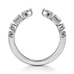 Hot Gabriel & Co. 14K White Gold Baguette and Round Open Diamond Band - 0.3 ct