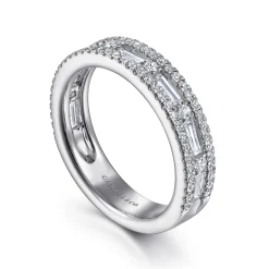 Hot Gabriel & Co. 14K White Gold Baguette and Round Diamond Anniversary Band - 0.9 ct