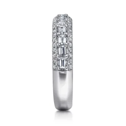 Hot Gabriel & Co. 14K White Gold Baguette and Round Diamond Anniversary Band - 0.55 ct