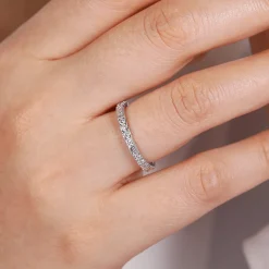 Hot Gabriel & Co. 14K White Gold Baguette and Round Diamond Stackable Ring