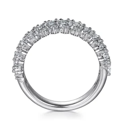 New Gabriel & Co. 18K White Gold Baguette Diamond Fashion Ring