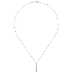 New Gabriel & Co. 14K White Gold Bar Pendant Necklace with Diamond Stations