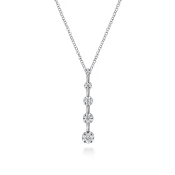 New Gabriel & Co. 14K White Gold Bar Pendant Necklace with Diamond Stations