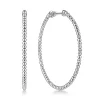 Best Gabriel & Co. 14K White Gold Beaded 50mm Round Classic Hoop Earrings