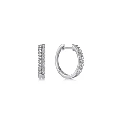 Outlet Gabriel & Co. 14K White Gold Beaded Pave 10mm Diamond Huggies