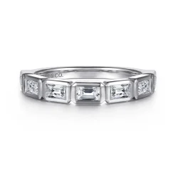 Discount Gabriel & Co. 14K White Gold Bezel Baguette Diamond Anniversary Band - 0.65 ct