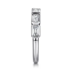 Discount Gabriel & Co. 14K White Gold Bezel Baguette Diamond Anniversary Band - 0.65 ct