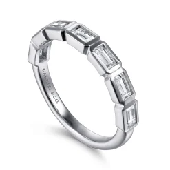Discount Gabriel & Co. 14K White Gold Bezel Baguette Diamond Anniversary Band - 0.65 ct