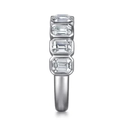 Online Gabriel & Co. 14K White Gold Bezel Emerald Cut Diamond Anniversary Band - 2.25 ct