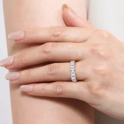 Online Gabriel & Co. 14K White Gold Bezel Emerald Cut Diamond Anniversary Band - 2.25 ct