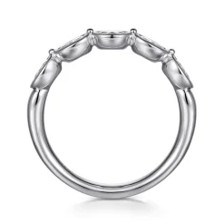 Best Gabriel & Co. 14K White Gold Bezel Oval 5 Stone Diamond Anniversary Band - 0.75 ct