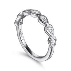 Clearance Gabriel & Co. 14K White Gold Bezel Pear Shape 7 Stone Diamond Anniversary Band - 0.7 ct