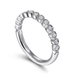 Sale Gabriel & Co. 14K White Gold Bezel Set Diamond Stackable Ring