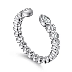 Hot Gabriel & Co. 14K White Gold Bezel Set Pear and Round Open Diamond Eternity Band - 0.5 ct