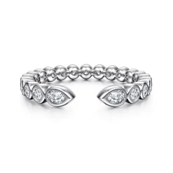 Best Gabriel & Co. 14K White Gold Bezel Set Pear and Round Open Diamond Eternity Band - 0.53 ct