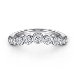 Best Gabriel & Co. 14K White Gold Bezel 11 Stone Diamond Anniversary Band - 0.5 ct