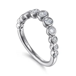 Best Gabriel & Co. 14K White Gold Bezel 11 Stone Diamond Anniversary Band - 0.5 ct