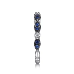 Online Gabriel & Co. 14K White Gold Black Rhodium Diamond and Blue Sapphire Stackable Ladies Ring