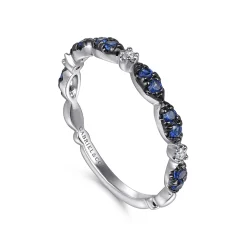 Online Gabriel & Co. 14K White Gold Black Rhodium Diamond and Blue Sapphire Stackable Ladies Ring