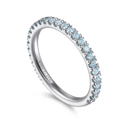 Online Gabriel & Co. 14K White Gold Blue Topaz Stackable Ring