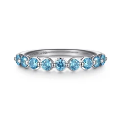 Hot Gabriel & Co. 14K White Gold Blue Topaz Stackable Ring