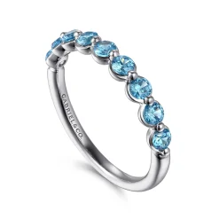 Hot Gabriel & Co. 14K White Gold Blue Topaz Stackable Ring