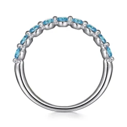 Hot Gabriel & Co. 14K White Gold Blue Topaz Stackable Ring