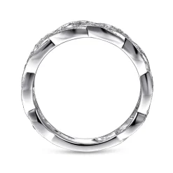 Outlet Gabriel & Co. 14K White Gold Braided Diamond Stackable Ring