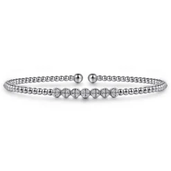 Sale Gabriel & Co. 14K White Gold Bujukan Bead and Cluster Diamond Bangle