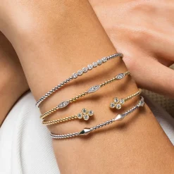 Sale Gabriel & Co. 14K White Gold Bujukan Bead and Cluster Diamond Bangle